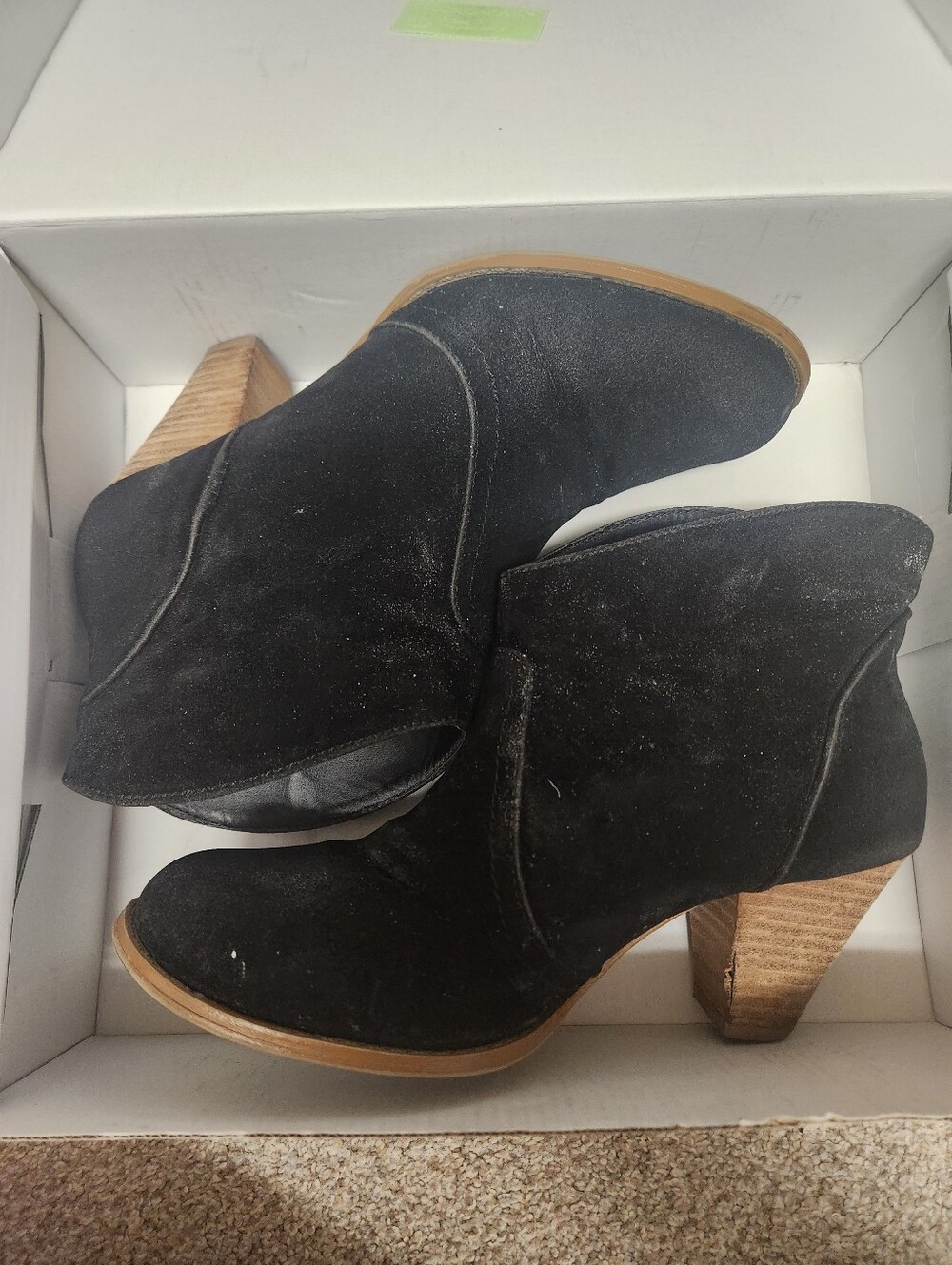 Rampage Black Suede Women's Ankle Booties with Stacked Heel Sz 8